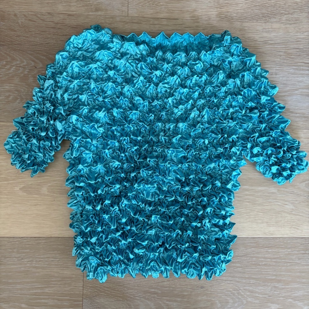 Vintage Y2K Teal Popcorn Textured Top